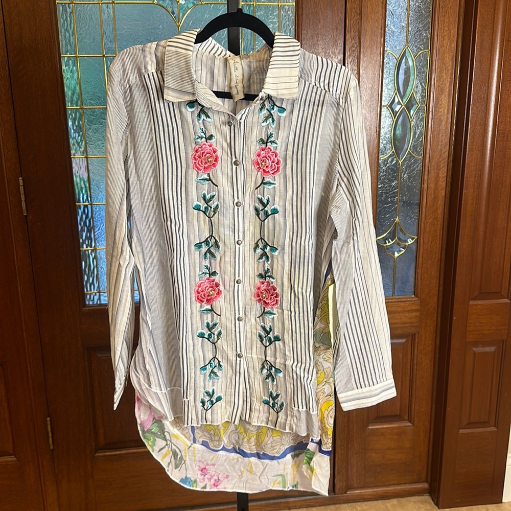 Aratta Dailey Button Down Blouse With Crystal Top… - image 3
